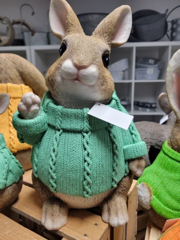 Preview: Hase mit Pulli Grün, H39 cm